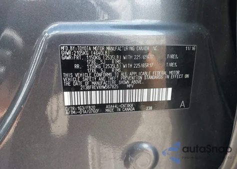 2017 Toyota Rav4 Le from USA, damaged, VIN 2T3BFREVXHW567825